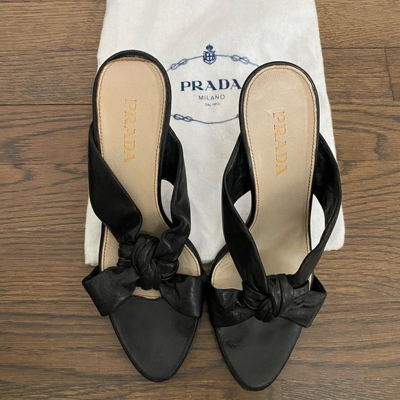 Prada Black Sandals Size 37.5 - Picture 1 of 5